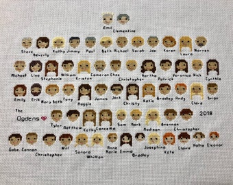 Custom family tree cross stitch