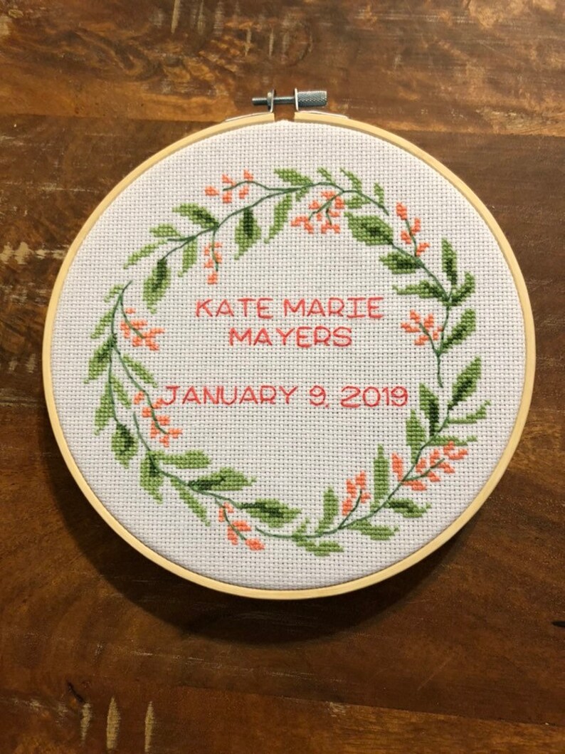 Custom Cross Stitch Birth Announcement Etsy