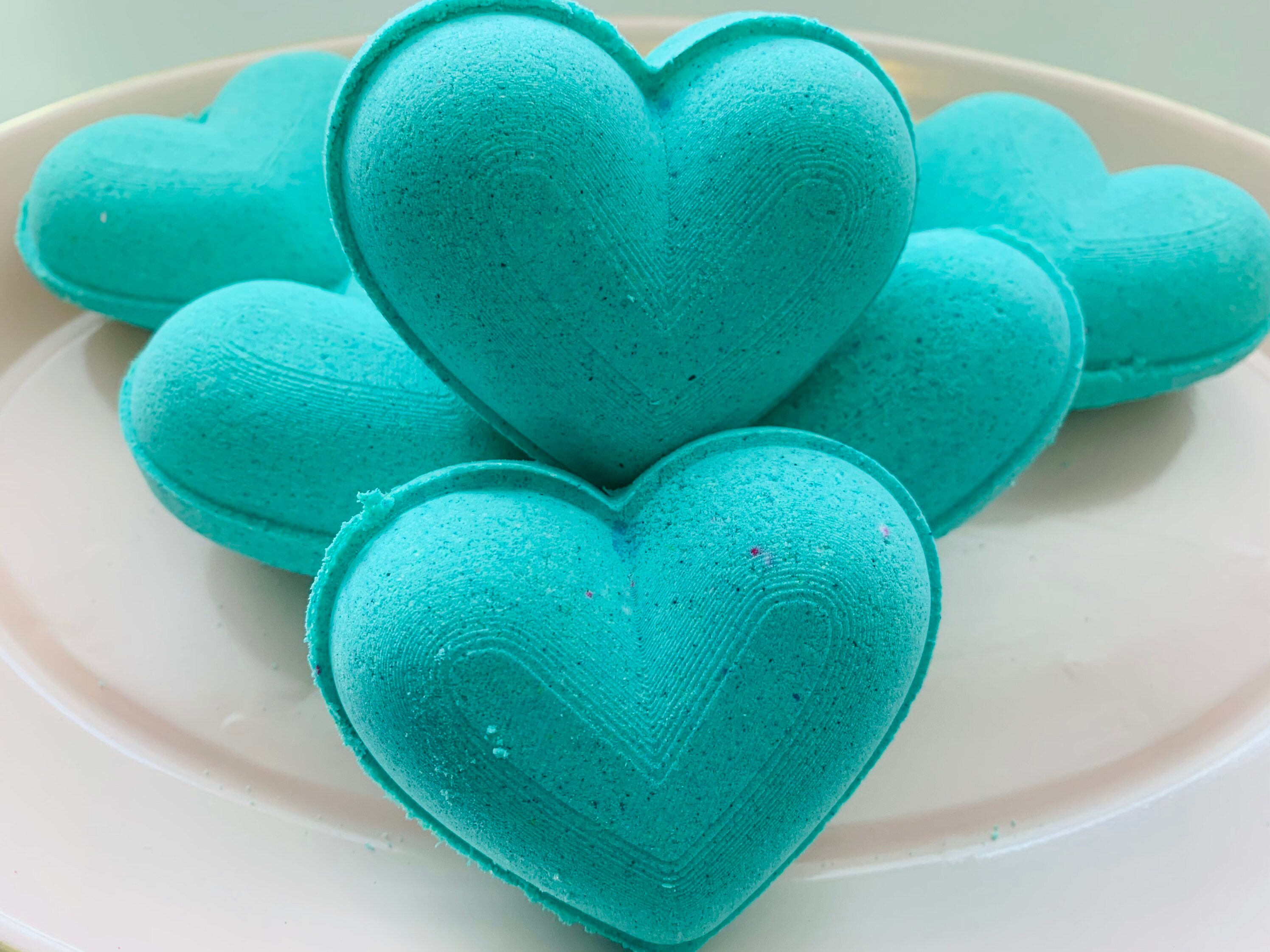 Teal Bath Bombs Heart Bath Bombs Bath Fizzies Bath bomb Etsy