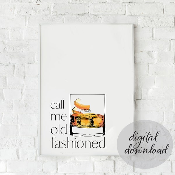 buy old stamp paper online Call Me Old Fashioned Bar Print; DIGITAL DOWNLOAD, Various Sizes, Wall Decor, Bar Cart Art, Typography print, Birthday gift, Whiskey Gift