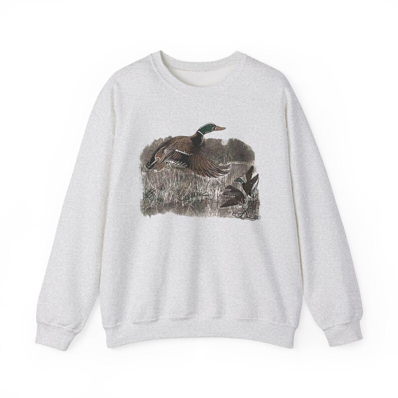 Sudadera vintage de cuello redondo con diseño de caza de patos: ropa retro para actividades al aire libre imagen 3
