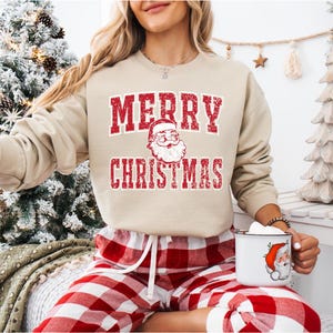Santa Merry Christmas Crewneck Sweatshirt, Holiday Sweatshirt, Christmas Jumper, Festive Xmas Sweater, Winter Santa Top