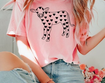 Heart Cow Comfort Colors T-Shirt: Garment-Dyed Ring-Spun Cotton Tee