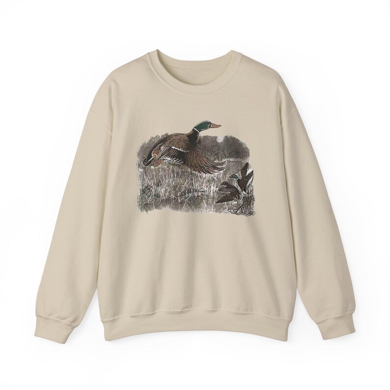 Sudadera vintage de cuello redondo con diseño de caza de patos: ropa retro para actividades al aire libre imagen 4