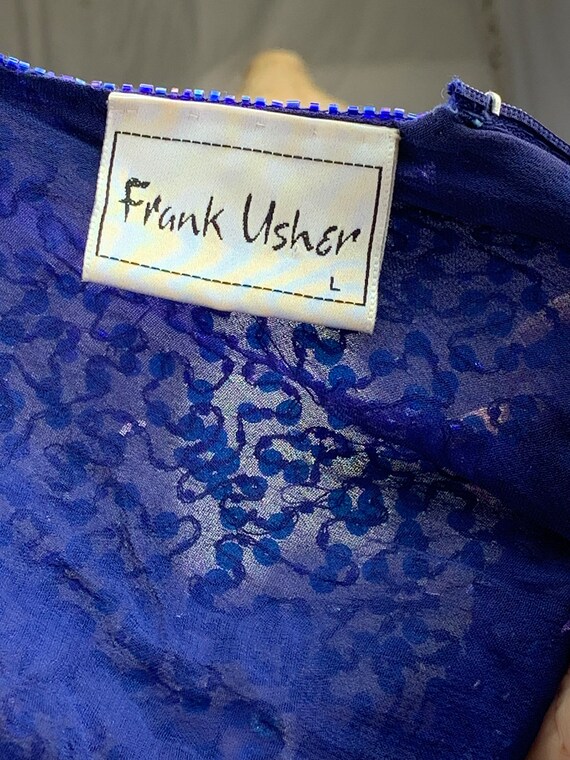 Frank Usher 1980s Vintage sequin top size L silk … - image 5
