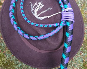 3.5 ft paracord nylon Bullwhip Black, acid blue and purple