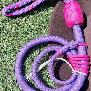 Paracord Pocket Whip 30 inch Snake Whip 8 plait. Pink and purple shot loaded core and fully waxed