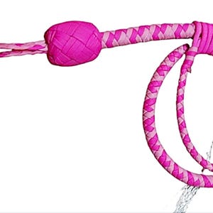 Paracord Pocket Whip 30 inch Snake Whip 8 plait. Two colour pink, shot loaded core and fully waxed