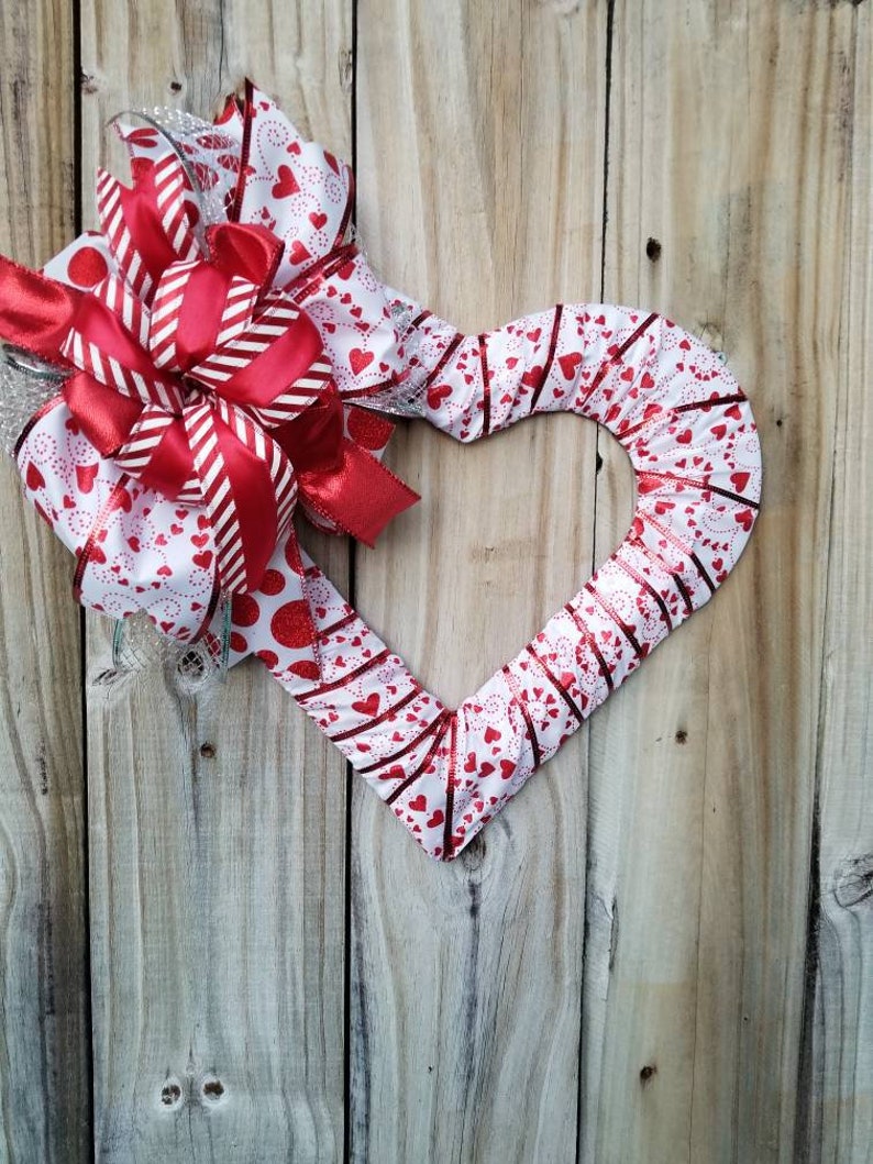 Valentine's Day Heart  Shaped Front Door décor Wreath Cute image 9