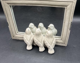 Sparrow Birds Table Mirror,  Resin Framed Vanity Mirror Decor Farmhouse 6/8