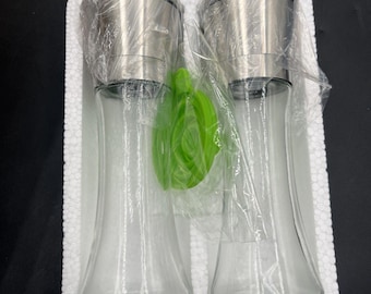 Home EC Salt and Pepper Grinder Set - Adjustable Coarseness Glass Silver 2 Pack