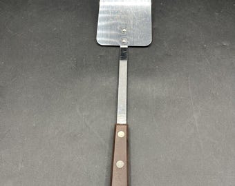 Ekco Brown Long Handle Solid Spatula VTG Retro Made In USA Stainless (13.5)