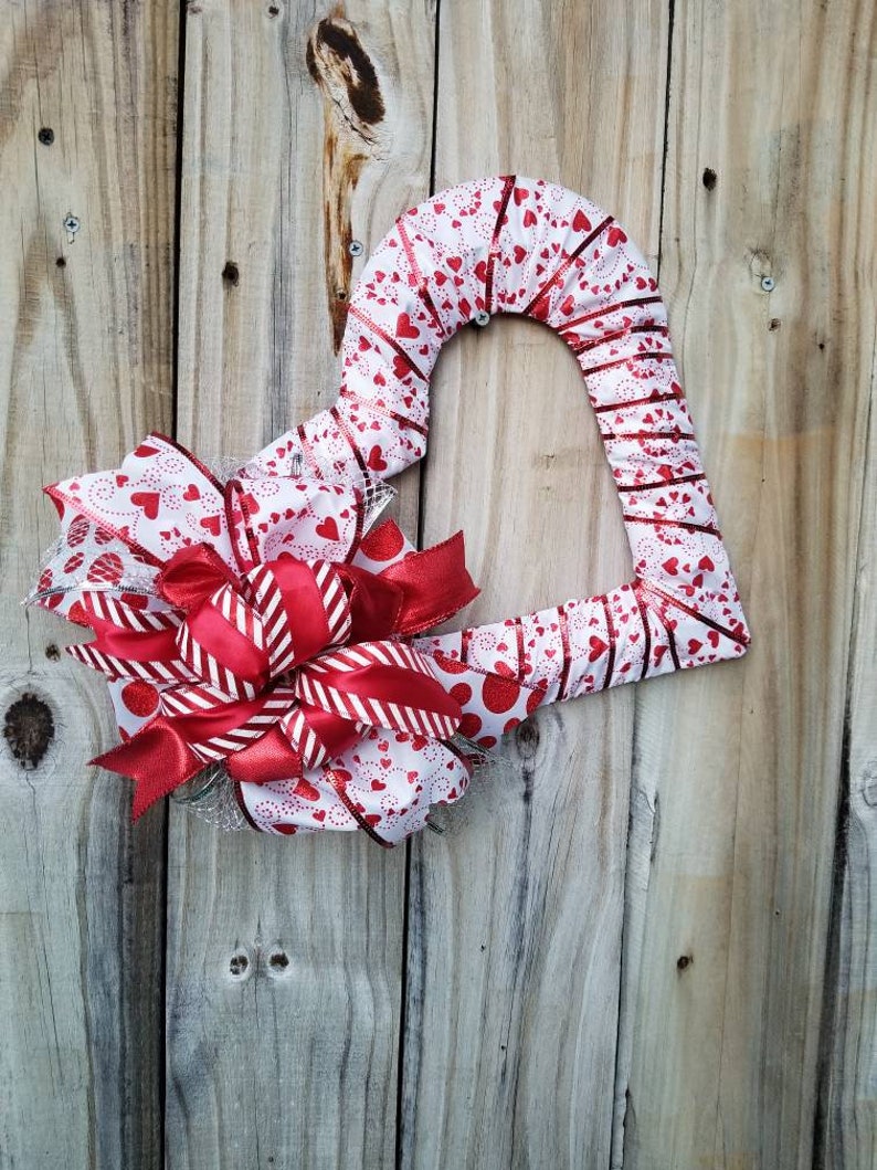 Valentine's Day Heart  Shaped Front Door décor Wreath Cute image 7