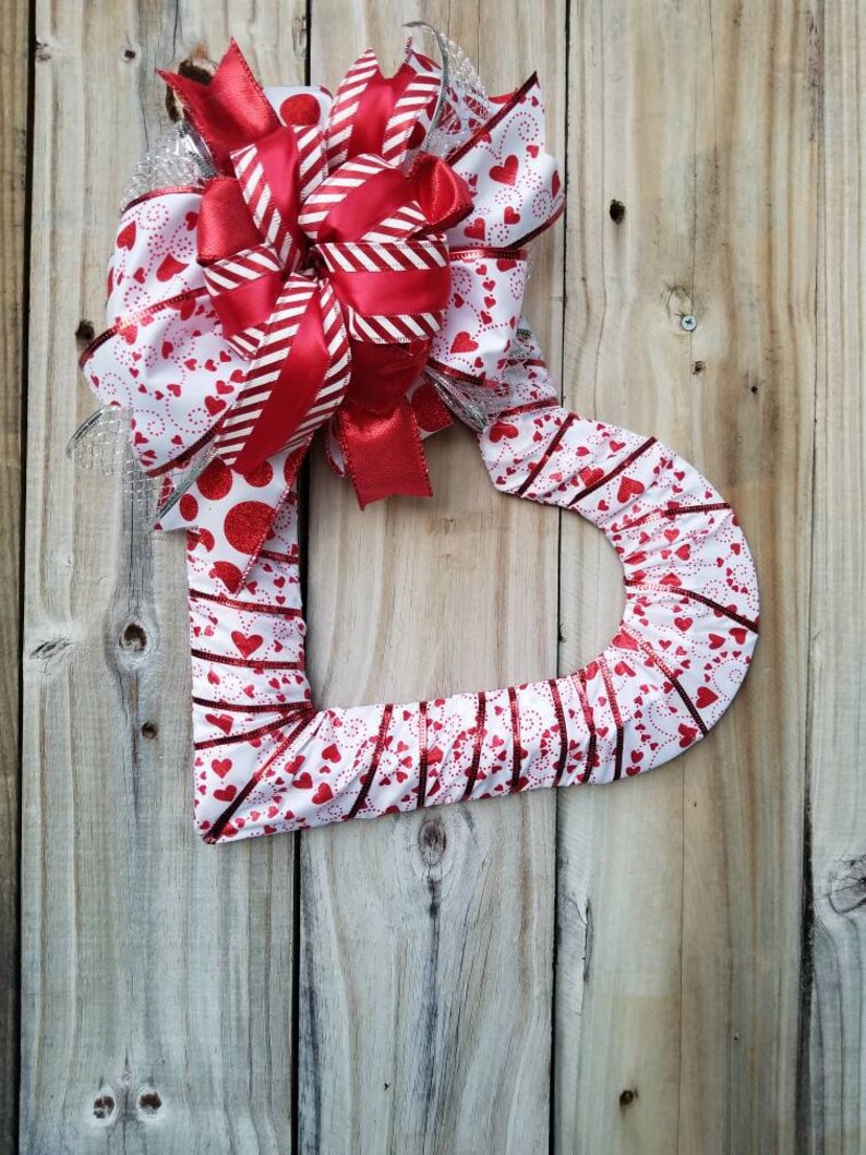 Valentine's Day Heart  Shaped Front Door décor Wreath Cute image 8