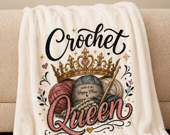 Crochet Blanket Gift Yarn Enthusiast Plush Velveteen Throw Craft Lover Birthday Present Knitting Design Soft Cozy Wrap Crocheter Surprise