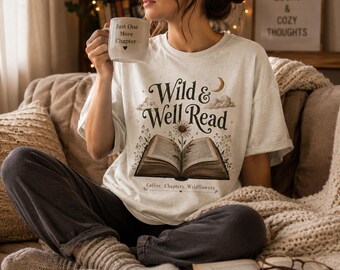 Läsande grafisk t-shirt mjuk bomull bokälskare mysig skjorta vild och välbeläst boklig kvinna litterär gåva fritidskläder bibliofilkläder