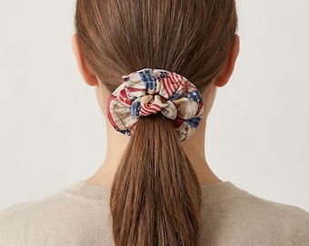 Cotton Hair Scrunchie Fabric Tie Elastic Band Ponytail Holder Accessory Bun Style Casual Updo Fashion Essential Wrist Gentle Wrap Natural