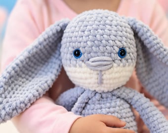 Handmade Crochet Lovey Bunny Blanket Security Toy Baby Comfort Snuggle Animal Plush Infant Cuddle Companion Nursery Essential Newborn Gift