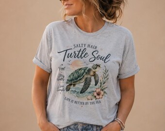 Havssköldpadda T-shirt Herrgåva Ocean Enthusiast Akvarell T-shirt Kustgrafik Strandkläder Nautisk Rund Hals Bomull Marin Konstverk