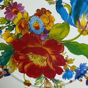 Mackenzie Childs Flower market 16" Serving Tray White Retired image 2