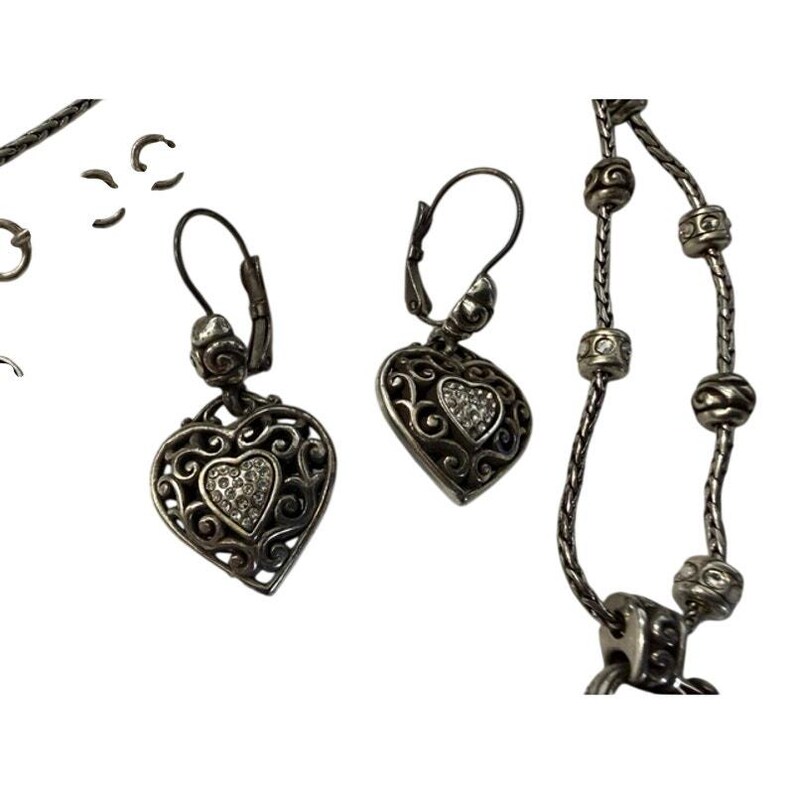 Brighton Necklace Reno Heart Double Side Adjustable Dangle Drop Pierced Earrings image 3