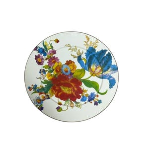 Mackenzie Childs Flower market 16" Serving Tray White Retired image 1