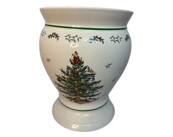 Cesto de lixo em forma de árvore de Natal Spode, em porcelana, para decoração de banheiro natalino, cor marfim.