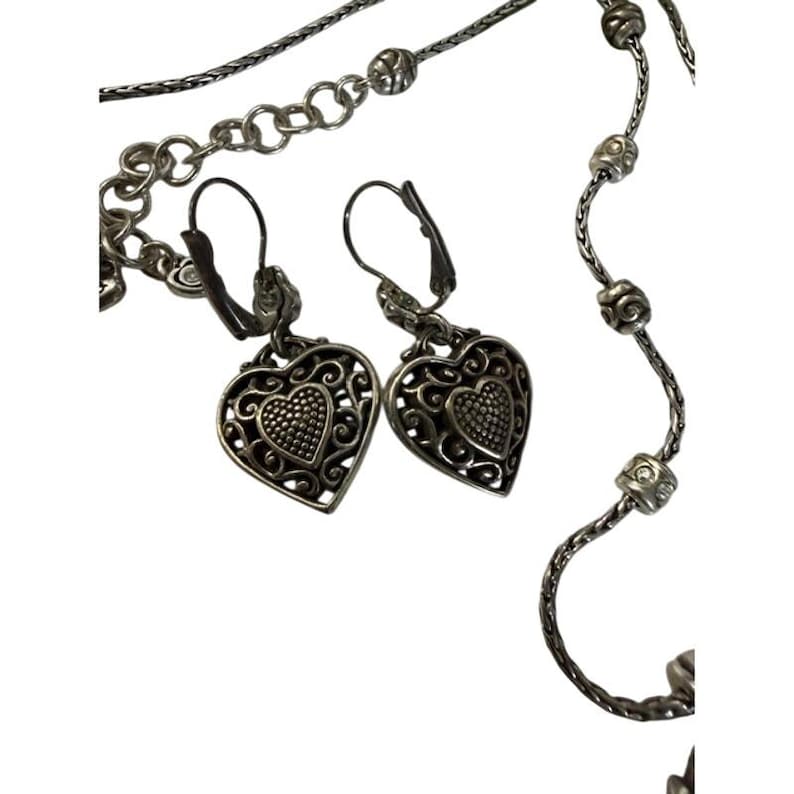 Brighton Necklace Reno Heart Double Side Adjustable Dangle Drop Pierced Earrings image 6