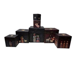Set mit 7 Bob's Boxes, rustikale Farben, stapelbare Geschenkboxen für Krippenmotive