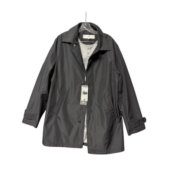 Geoffrey Beene, Geoffrey Beene All Weather Trench Coat Jacket Men’s M Black Button Front NWT