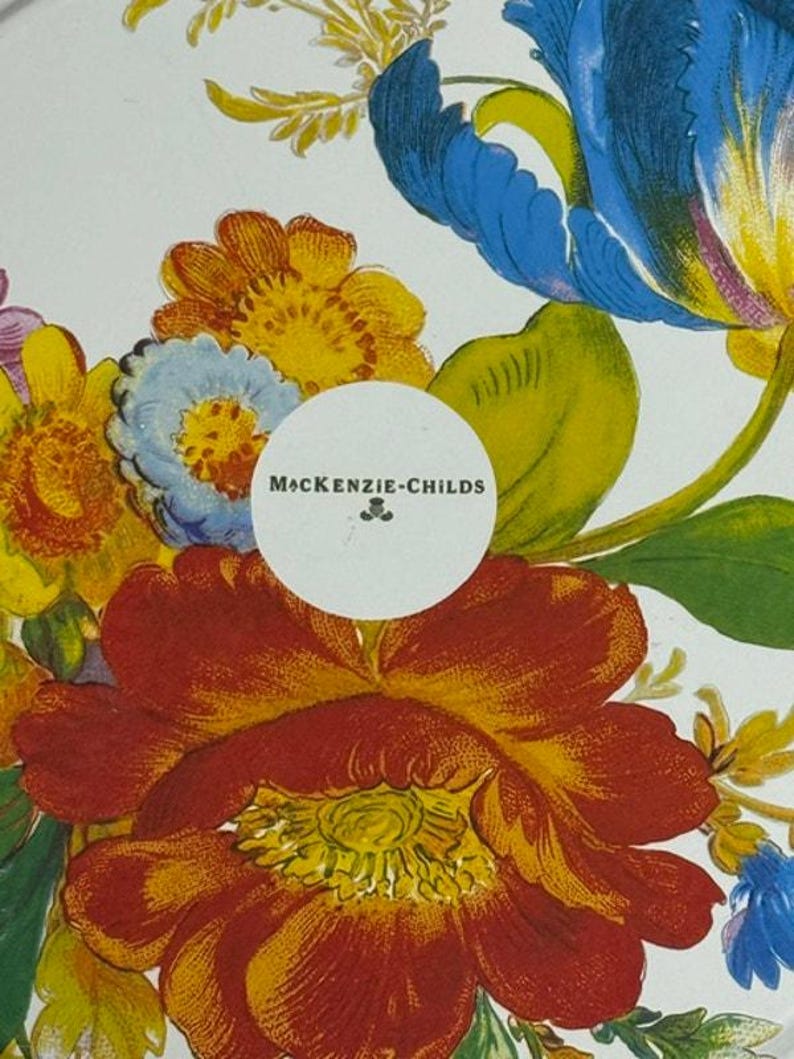 Mackenzie Childs Flower market 16" Serving Tray White Retired image 3
