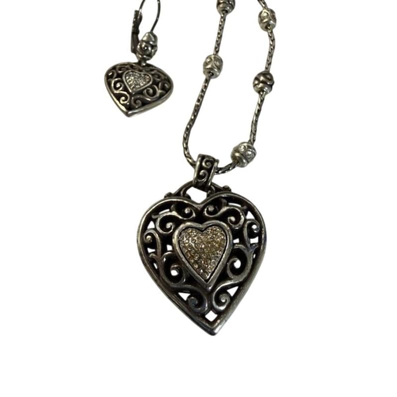 Brighton Necklace Reno Heart Double Side Adjustable Dangle Drop Pierced Earrings image 2