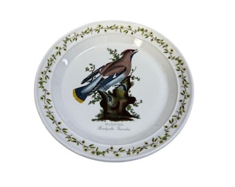 Plato de postre vintage Portmeirion Birds Of Britain de 21,5 cm (8,5 pulgadas) con diseño de ampelis europeo.