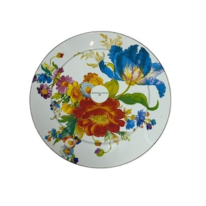 Mackenzie Childs Flower market 16" Serving Tray White Retired image 4