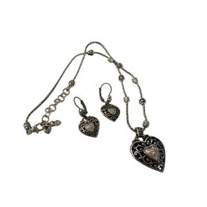Brighton Necklace Reno Heart Double Side Adjustable Dangle Drop Pierced Earrings image 1