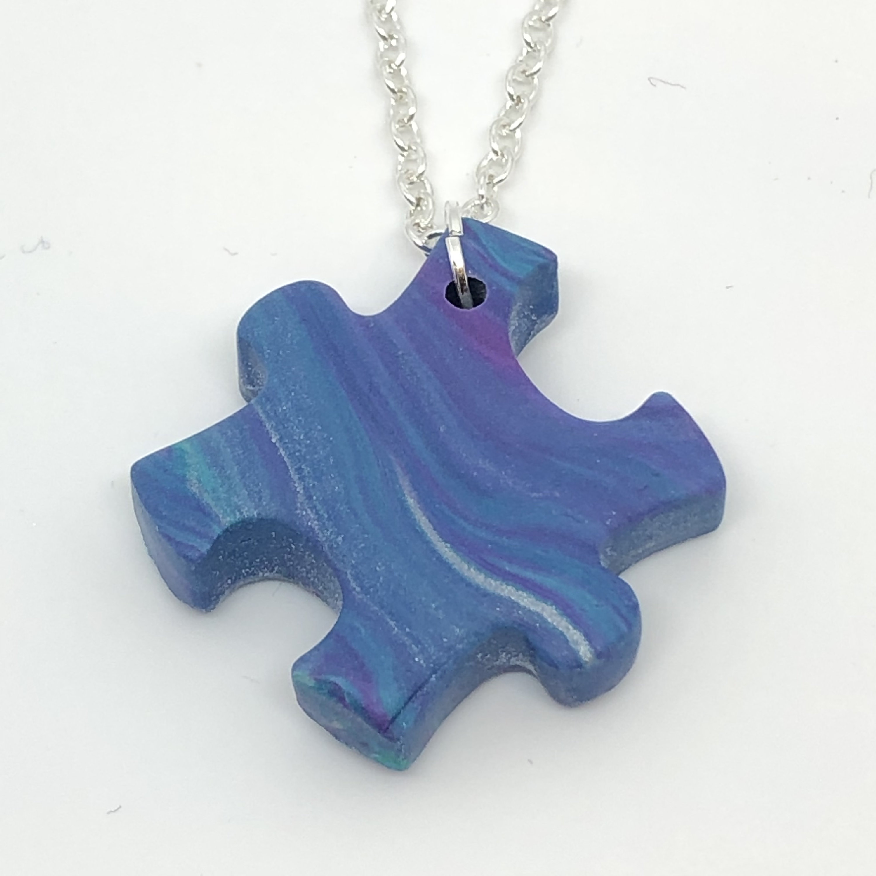 Rainbow Marble Jigsaw Puzzle Necklace / Polymer clay with Etsy.de