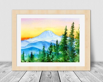 Original Mountain Watercolor Landscape Painting (6x9 inches)