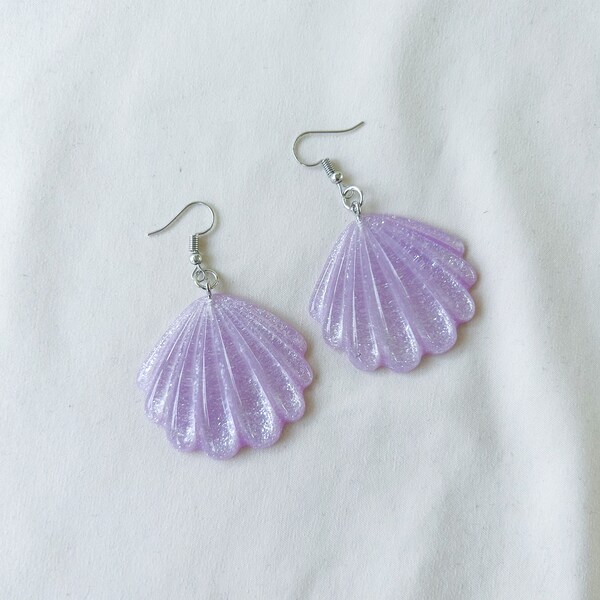 Purple Shell Earrings Etsy