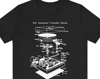 Camiseta retro con diseño de anatomía de un tocadiscos - Camiseta vintage para audiófilos que coleccionan discos de vinilo LP