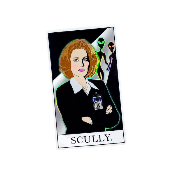 Holo X-Files Scully Tarot Card Sticker - FBI Agent Dana Scully Holographic X-Files Alien Sticker - X-Files Tarot Card