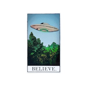 Holo X-Files I Want to Believe Tarot Card Sticker - Holographic X-Files UFO Sticker - X-Files Tarot Card