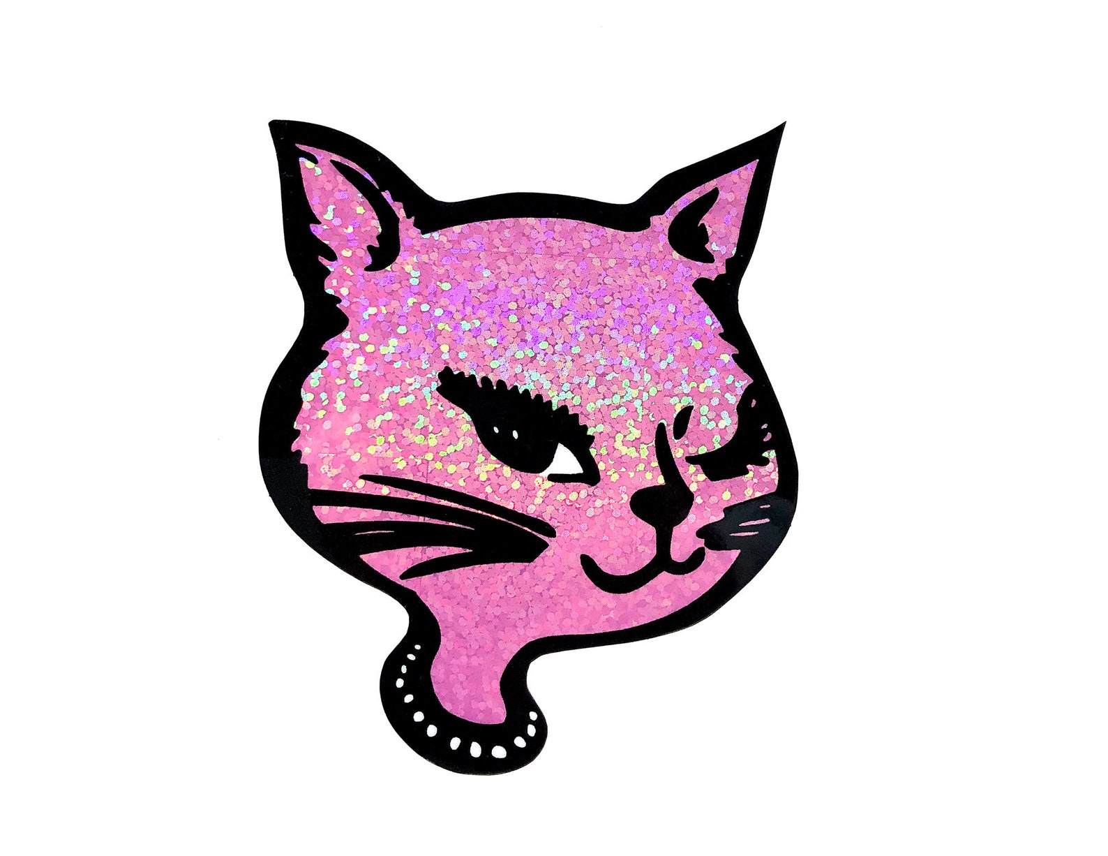 Retro Vintage Glitter Winking Cat Stickers 90s Winking Cat Etsy