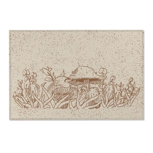 Forest Fancies Pyrex Kitchen Rug - Mushroom Pyrex Area Rug