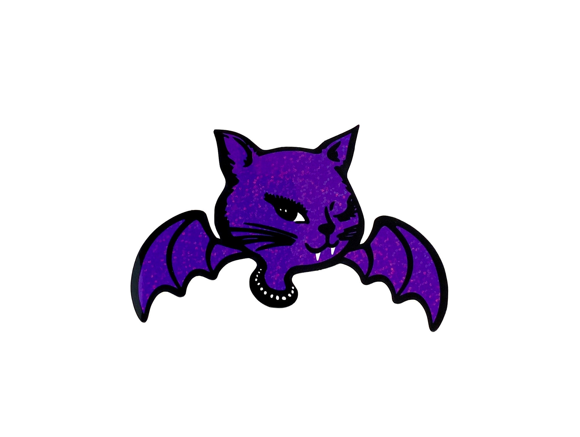 Halloween Glitter Winking Cat Stickers Retro Vintage 90s Etsy