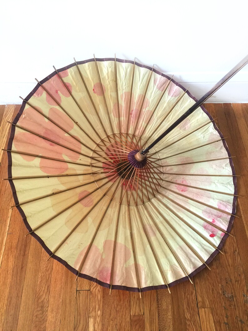 Flower Power Vintage 60/'s Mod Floral Paper Asian Umbrella Parasol Oriental Japanese Daisy Boho Kitsch Retro Hippy Hippie