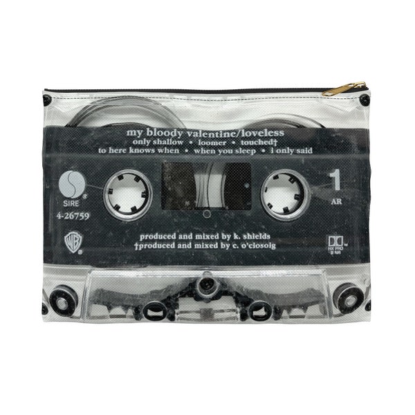 My Bloody Valentine Zipper Pouch - My Bloody Valentine Loveless Cassette Tape Zipper Pouch - MBV Cassette Pouch