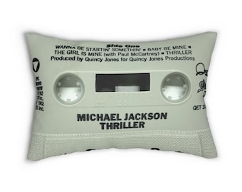 Cojín decorativo retro con diseño de casete de Thriller de Michael Jackson - Cojín lumbar de Michael Jackson