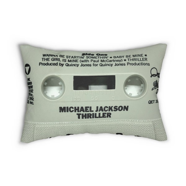 Retro Michael Jackson Thriller Cassette Tape Throw Pillow - Michael Jackson Lumbar Pillow