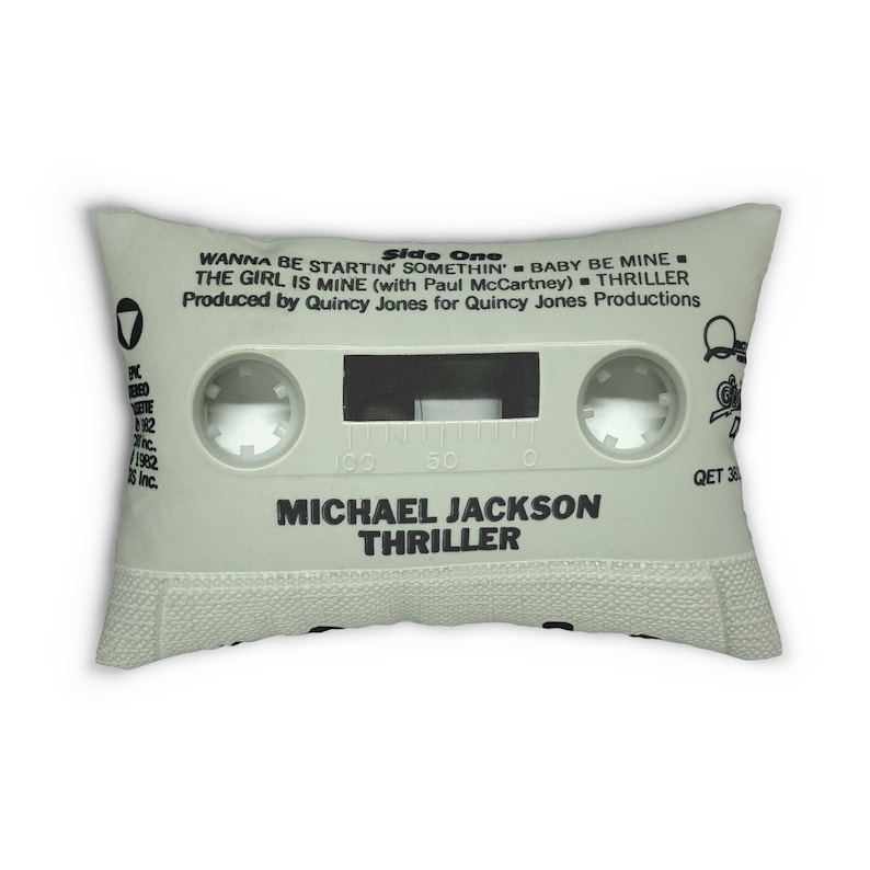 Cojín decorativo retro con diseño de casete de Thriller de Michael Jackson - Cojín lumbar de Michael Jackson imagen 1