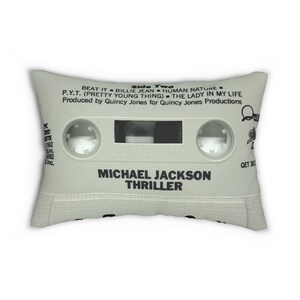 Cojín decorativo retro con diseño de casete de Thriller de Michael Jackson - Cojín lumbar de Michael Jackson imagen 2